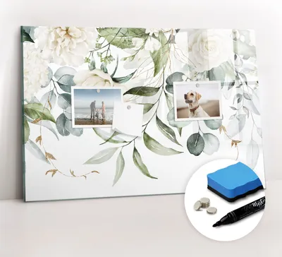 Produktbild von Magnetpinnwand Memoboard - Zubehörsatz - Schwarzer Marker + Schwamm + Magnete - 60 x 40 cm - Natur