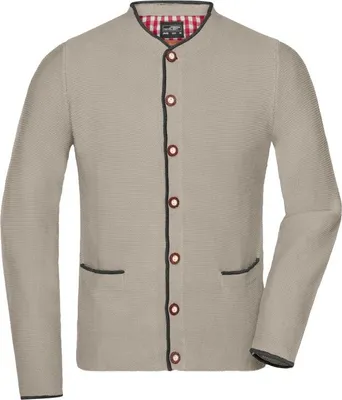 Produktbild von Strickjacke im klassischen Trachtenlook beige/anthracite-melange/red, Gr. L