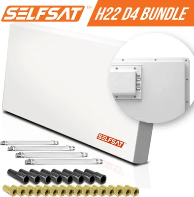 Produktbild von Selfsat H22D4+ 4 TV Teilnehmer SAT Flachantenne FLAT + Fensterdurchführung FULL HD