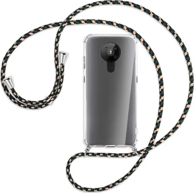 Produktbild von Handykette Backcover-Schutzhülle mit Band (Metall silberfarben) für Nokia 5.3 - camouflage