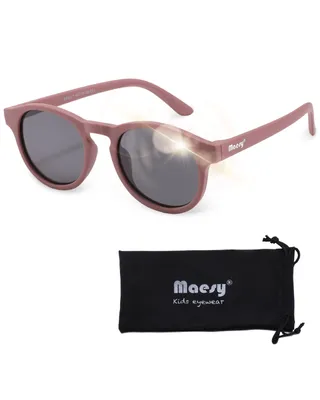 Produktbild von Maesy Kinder Sonnenbrille 3-6 Jahre - Flexibel biegbar - Polarisierter UV400 Schutz - Jungen und Mädchen – Rund- Faela – Lila