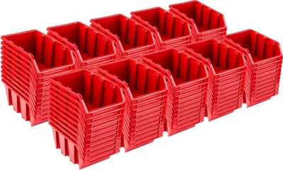 Produktbild von Set 100 x Stapelboxen NP6 rot Lagerboxen Sortierboxen