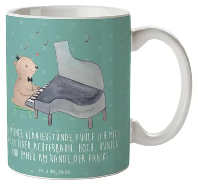 Produktbild von Mr. & Mrs. Panda Trinkbecher Klavier Achterbahn - Meeresbrise - Geschenk, Musiker, Geschenktasse, Musik, Tasse, Klaviermusik, Konzert, Kaffeetasse, Pott, Musikunterricht