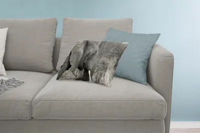 Produktbild von MuchoWow® Zierkissen Sofakissen Wohnzimmer Dekokissen 60x40 cm Elefant - Tiere - Schwarz - Weiß - Kopfkissen - Polster mit Foto