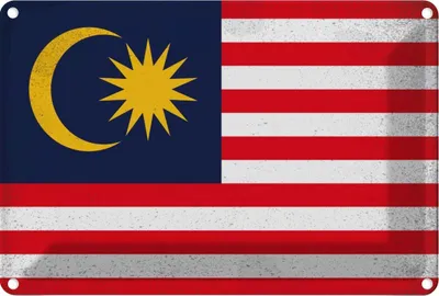 Produktbild von vianmo Blechschild 20x30 cm Malaysia Vintage Flagge Fahne Wappen