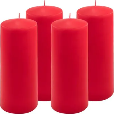 Obrázek produktu pro Sada sloupových svíček, 20 cm, Ø 7,5 cm, červená, 4 ks