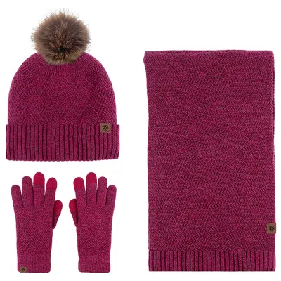 Produktbild von Set aus 3 Strick-Winteraccessoires: Mütze, Schal und Handschuhe