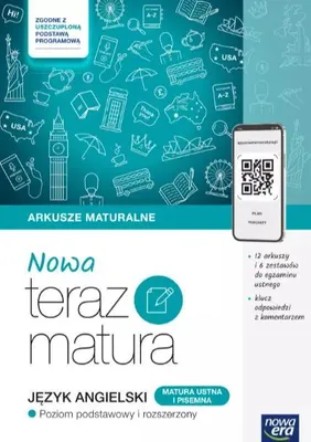 Imagen del producto de WSiP NOWA Teraz matura 2025. Język angielski. Arkusze maturalne Zakres podstawowy i rozszerzony, Edukacyjny, Polski, 208 stron(y)