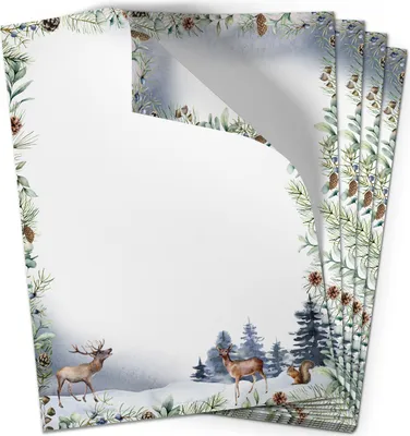 Produktbild von 50 Blatt Briefpapier (A4) | Winter Blue | Weihnachten Weihnachtspapier | edles Design Papier | beidseitig bedruckt | Bastelpapier | 90 g/m²
