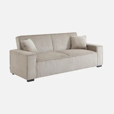 Produktbild von sweeek - 3-Sitzer-Sofa mit Schlaffunktion und Cordbezug - Beige