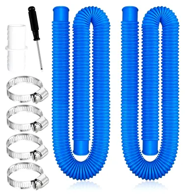 Produktbild von Poolschlauch 32mm, 2 Stück 1,5 m Schwimmbadschlauch Ersatzschlauch, 4 Stück Sicherungsclips und 1 Stück Schlauchverbinder, für Filterpumpe und Schwimmbad