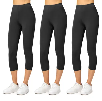 Produktbild von Merry Style Damen Leggings 3/4 aus Viskose (Schwarz/Schwarz/Schwarz, 3XL) MS10-144