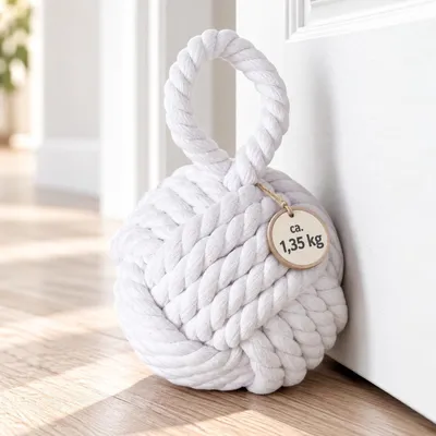 Imagen del producto de Parachoques para puerta de yute, 1,35 kg. Parachoques robusto con asa. Diámetro redondo: 15 cm