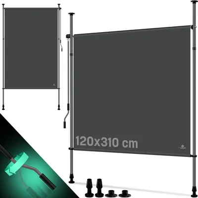 Produktbild von KESSER® Klemmmarkise Senkrechtmarkise außen Ausziehbar & Blickdicht | Vertikalmarkise mit Handkurbel ohne Bohren | Balkon-Sichtschutz & Windschutz für Garten & Terrasse Wasserfest