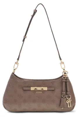 Imagen del producto de Bolso bandolera Carmella de Guess, color taupe, con logo