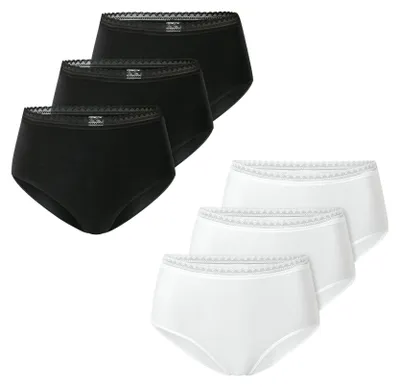 Produktbild von Schiesser Damen Midislip 6-Pack Modern Multipacks - schwarz-weiß - Größe 36