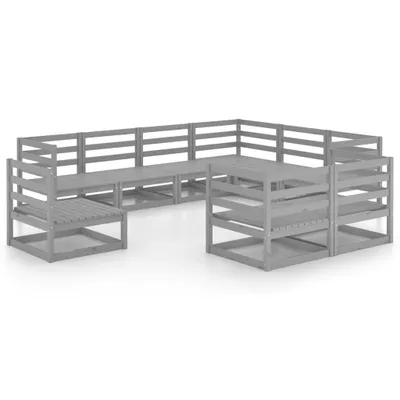 Produktbild von vidaXL 9-tlg. Garten-Lounge-Set Grau Kiefer Massivholz