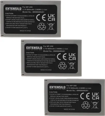 Produktbild von EXTENSILO 3x Akku Ersatz für Minolta NP-200 für Kamera (800 mAh, 3,7 V, Li-Ion)