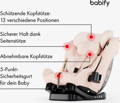Produktbild von Babify Kindersitz, Autositz für Kinder von 40-150 cm, Mitwachsender Auto Kindersitz, Bequemer Auto Sitz für Kinder, Langlebiger & Verstellbarer 3-in-1 Kinderautositz, Sicherer Auto-Kindersitz