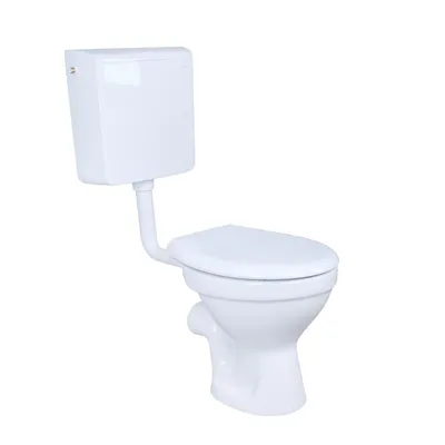 Produktbild von Belvit Stand-WC Komplettset waagerechter Wandabgang mit Geberit AP110 Aufputz-Spülkasten und Softclose WC-Sitz Weiß
