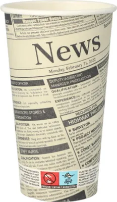 Produktbild von Starpak 50 Trinkbecher, Pappe "To Go" 0,5 l Ø 9 cm · 15 cm weiss "Newsprint" | Folie (50 Stück)