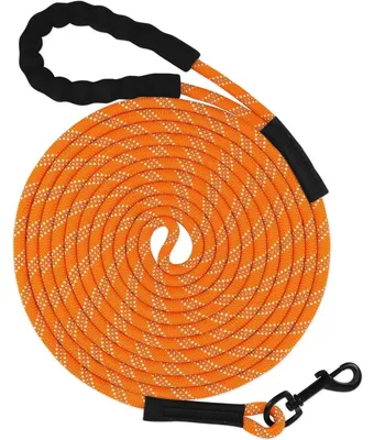 Immagine prodotto di Guinzaglio estensibile per cani, 15 metri, 8 mm, arancione, riflettente, con maniglia imbottita