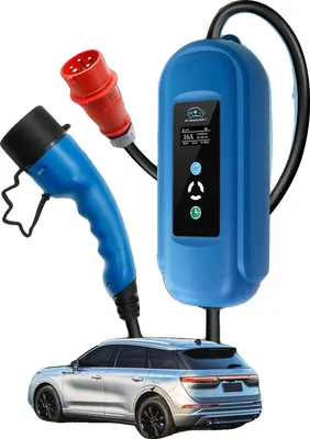 Obrázek produktu pro Přenosná nabíječka pro elektromobily, výkon 11 kW, nastavitelný časovač, béžová, typ 2