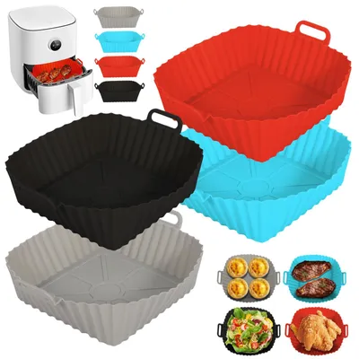 4er-Set Silikon-Backformen für Airfryer, rund & eckig, 21x16x5 cm