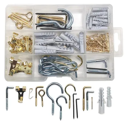 Productafbeelding van Set Haken, Pluggen, Spijkers en Hoekhaken, 198 stuks