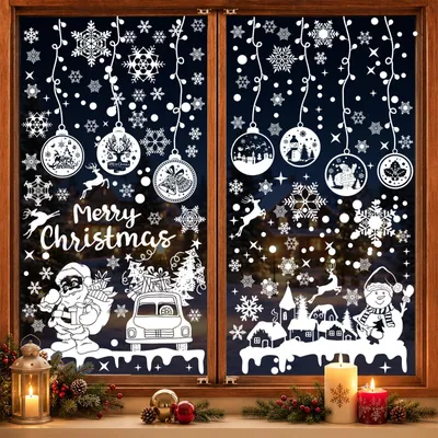 Weihnachts-Fensteraufkleber, weiß, 237 Stück, 30x20 cm