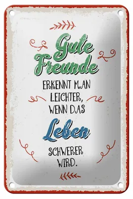 Produktbild von Blechschild gute Freunde erkennt man leichter wenn, 30x20 cm, Blechschilder Spruch Glück Weisheit
