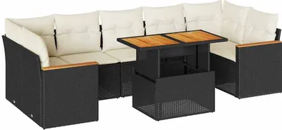 Produktbild von vidaXL 8-tlg. Garten-Sofagarnitur mit Kissen Schwarz Poly Rattan