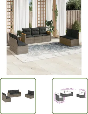 Produktbild von The Living Store 7-tlg. Garten-Sofagarnitur mit Kissen Grau Poly Rattan