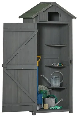 Image de Abri de jardin – Coffre de rangement en métal – Résistant aux intempéries avec toit incliné – 77 x 54,2 x 179 cm