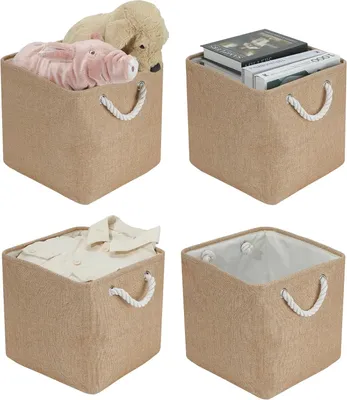 Obrázek produktu pro Skládací úložné boxy - 4 kusy - khaki - 30 x 30 x 30 cm