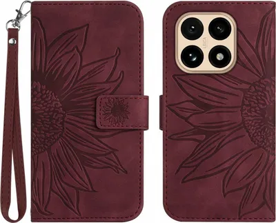Produktbild von Xiaomi 15T Hülle - Coverup Sonnenblume Klapphülle mit Schlüsselband - Bordeaux