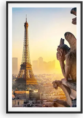 Produktbild von Gerahmtes Poster - Schwarzer Rahmen - Wasserspeier Turm Eiffel - 61x91,5 cm - Wand Bild - Wanddeko - Wandbilder - Kunstposter - Wandposter - Bilderrahmen - Bilder - Kunstdruck - P2BPA61x91-4633