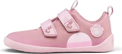A single pink children's shoe is shown against a white background.