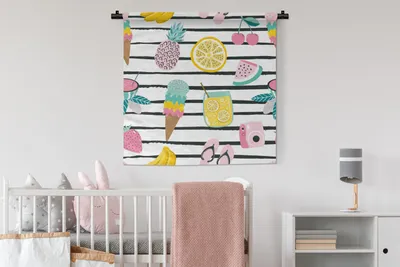 Produktbild von MuchoWow® Wandteppich Wandbehang Sommer - Elemente - Pastell 90x90 cm Tapisserie Dekoration Wandtuch - Wandaufhänger