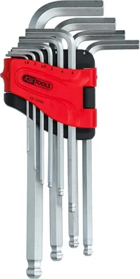 Image de Jeu de 10 clés mâles longues coudées 6 pans et tête sphérique, 1,5 à 10 mm - KS TOOLS - 151.5000