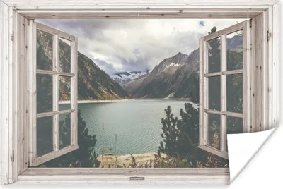 Produktbild von MuchoWow® Poster Aussicht - Wasser - Berg 60x40 cm - Schlafzimmerdekoration