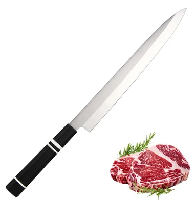 Obrázok produktu pre Nôž na sashimi, čepeľ z uhlíkovej ocele, ergonomická rukoväť G10, čierna