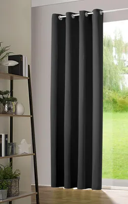 Produktbild von heimtexland ® Verdunkelungsvorhang Thermogardine Verdunkelungsgardine Ösenschal Deko Vorhang Blickdicht verdunkelnd Kälteschutz Sonnenschutz Typ139 schwarz
