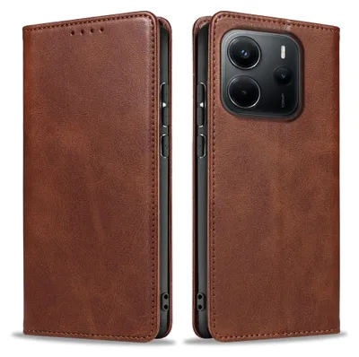 Produktbild von Handyhülle für Xiaomi Redmi Note 14 5G Kunstleder Flip Cover Hülle Klapphülle Case Kartenfach Farbe: Dunkelbraun