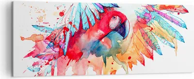 Produktbild von Bild auf Leinwand - Leinwandbild - Natur Malerei Papagei Kinder - 140x50cm - Wand Bild - Wanddeko - Leinwanddruck - Bilder - Kunstdruck - Wanddekoration - Leinwand bilder - Wandkunst - AB140x50-3094
