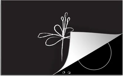 Produktbild von KitchenYeah© Herdabdeckplatte Blumen - Linienkunst - Minimalismus , 80x52cm, Küche Deko, Glaskeramikkochfeld Herdabdeckung, Abdeckplatte fùr Kochfeld