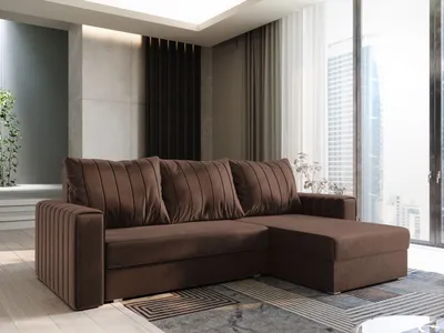 Zdjęcie produktu dla Masseno Narożnik CARL z funkcją spania i pojemnikiem na pościel Kształt L, Rozkładana sofa, Rogówka - Brązowy, KRONOS 06