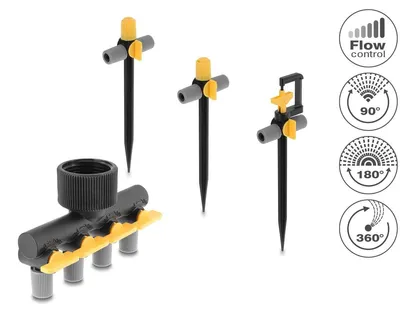Produktbild von Sprinklerstecker T-Form Set mit 4-Wegeverteiler für Gartenbewässerung