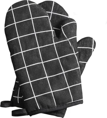 Produktbild von Topfhandschuhe Hitzebest?ndig, 1 Paar Ofenhandschuhe, Baumwolle Anti-Rutsch Kš¹che Backofen Handschuhe Hitzebest?ndig Topfhandschuhe Topflappen Fš¹r Kochen Backen Barbecue (Schwarz)