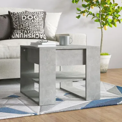Image de vidaXL Table basse gris béton 55,5x55x45 cm Bois composite